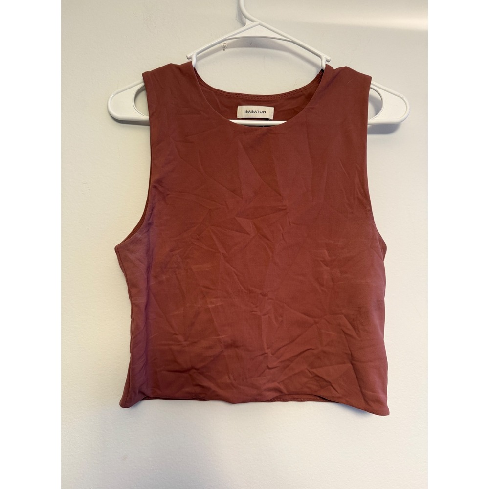 Babaton Contour Muscle Tank Top Mahogany Brown Sleeveless Crew‎ Neck Large